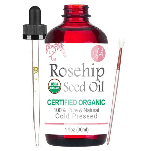 Healing Solutions Organic Rosehip Seed Oil (100% Pure & Natural - USDA Certified Organic) Cold Pressed, Chemical Free, Unrefined, All-Natural Moisturizer for Hair, Skin, Nails - 1 Ounce