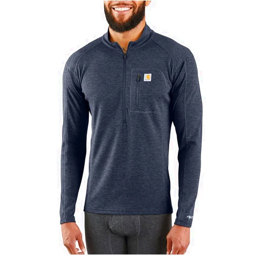 Carhartt Men's Force Midweight Synthetic-Wool Blend Base Layer Quarter-Zip Pocket Top