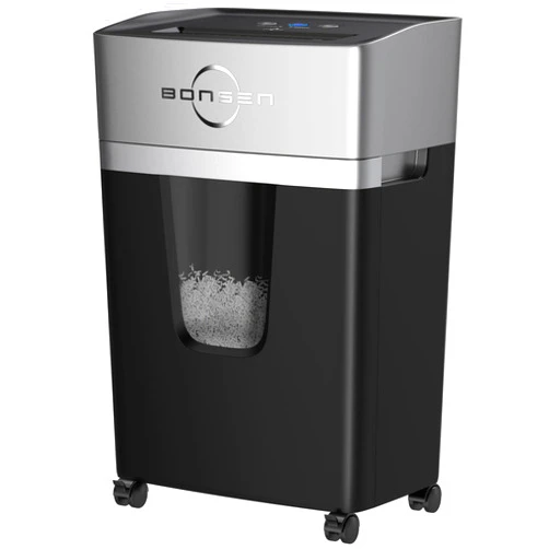 BONSEN 12-Sheet Micro-Cut Paper Shredder for Home Office Use, High Security Level P-5/55dB Ultra-Quiet/40-Minutes Shredding Shreds Credit Card/Staples, 5.3-Gallons Pullout Bin (S3106)