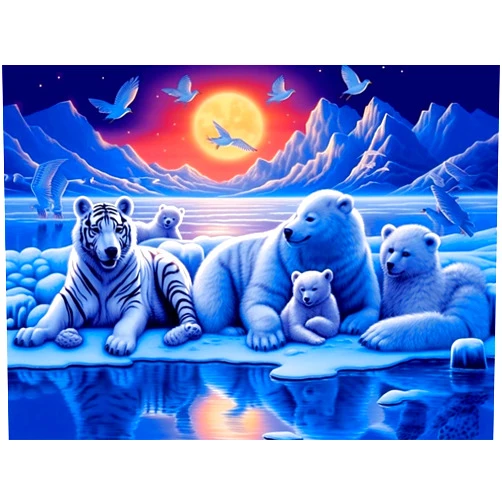 SKRYUIE 5D Polar Bear Diamond Painting Kits - DIY Diamond Art Kits for Adults Animal, Full Round Drill - Crystal Cross Stitch - Adults Craft for Wall & Office Decor - 12x16inch