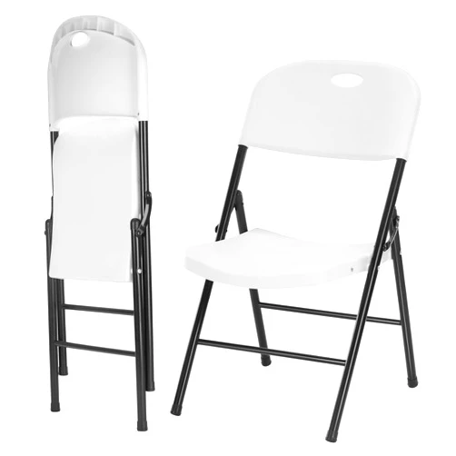 Amazing for less 1-Pack Heavy Duty Plastic Folding Chair, 450 lbs Capacity Foldable Chairs for Indoor Outdoor, Stackable Portable Seating for Party, Wedding, Patio, Backyard, Office (White)