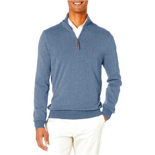 Tommy Hilfiger Men's Long Sleeve Cotton Quarter Zip Pullover Sweater
