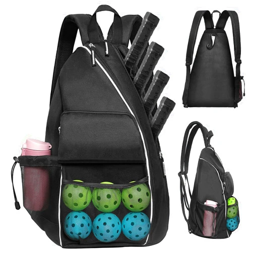 GOROANLY Pickleball Bags For Men Women, Adjustable Pickleball backpack , Large Capacity Sports bag, Squash,Tennis Racket,Sling bags, Cross-body Sports Backpack With Fence Hook ,Fits For 4 Pickleball Paddles