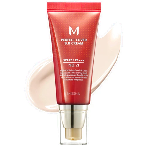 MISSHA M Perfect BB Cream No.21 Light Beige for Bright Skin SPF 42 PA +++ 1.69 Fl Oz - Tinted Moisturizer for face with SPF