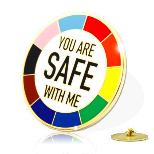 BRICUGLE Pride Pins, YOU ARE SAFE WITH ME Pins, LGBTQ Enamel Pins for Backpack Accessories, Lapel, Hat, Cute Rainbow Pins Pride Stuff, Nurse Doctor Police Gifts