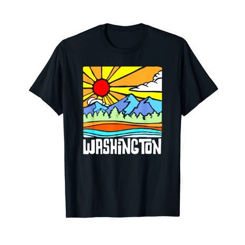 Uncle Hoss' Rocky Mountain Gear Washington Artistic Nature & Mountains State Vintage Graphic T-Shirt