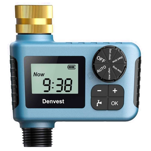 Denvest Hose Timer with Brass Inlet, Water Timer for Garden Hose Faucet, Sprinkler Timer Outdoor, Irrigation Timer with Rain Delay/Manual for Garden/Outdoor Hose, Yard, Lawns, 1 Outlet