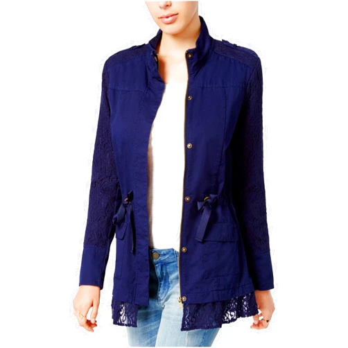 Maison Jules Womens Lace Utility Jacket, Blue, X-Small