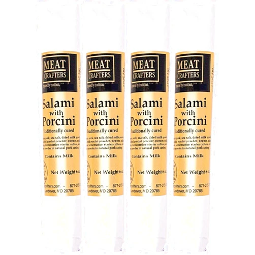 Meat Crafters MeatCrafters Porcini Salami, Dry Cured, No Added Nitrites or Nitrates, Antibiotic Free, All Natural Meat, 6oz (4-Pack)