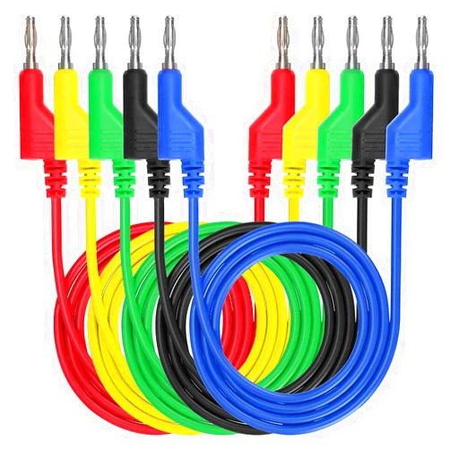 Sumnacon 5pcs Banana to Banana Plug Test Lead Set, 4mm Stackable Banana Plug Wire Test Cable Lead for Multimeter, Electrical Test Wire 1000V/15A