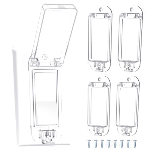 Tellegloww 4 Pack Light Switch Guard Cover Baby Child Proof Wall Light Switch Cover Guard for Rocker Protects Your Lights or Circuits from Being Accidentally Turned on or off (Clear)