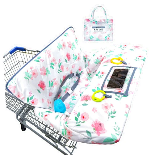 Basumee Shopping Cart Cover for Baby High Chair Covers for Restaurant Seat Grocery Cart Cover for Babies Girl Boy Cart Covers with Storage Pouch Baby Shopping Cart Cover, White
