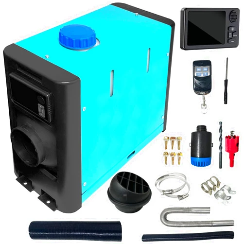 Fgo-togo All in One Diesel Heater 12V for Trucks Cab RV, 5KW Diesel Air Heater,Parking Heater with LCD, Remote Control,Diesel Heater Fuel Tank 5L for Car Van Boat RV Trailer (12V Blue All in One)