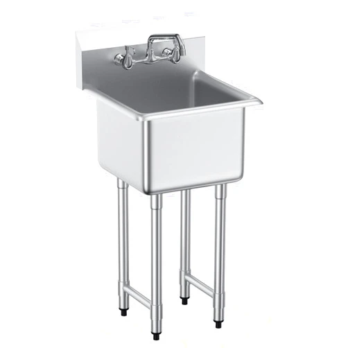 VEVOR Stainless Steel Prep & Utility Sink, 1 Compartment Free Standing Small Sink Include Faucet & legs,commercial Single Bowl Sinks for Garage, Restaurant, Kitchen, Laundry