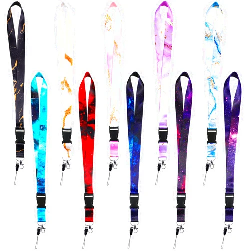 Jutom 10 Pcs Starry Sky Marble Lanyards for Keys Detachable ID Badge Holder Key Lanyard Neck Lanyard with Release Buckle Space Lanyard Galaxy Lanyard Strap Wrist Keychain Holders for Women Men Teens