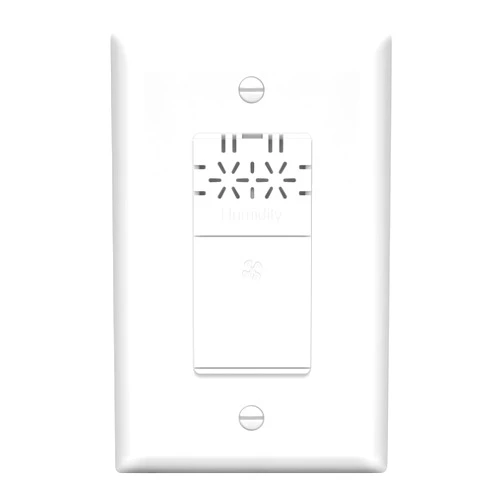 LIDER No Neutral Wire Required Humidity Sensor Switch, Automatic Humidity Detection, Air Circulator, Bathroom Fan Automated Control, Adjustable Timing, 1-Pole, White, Wall Plate Included