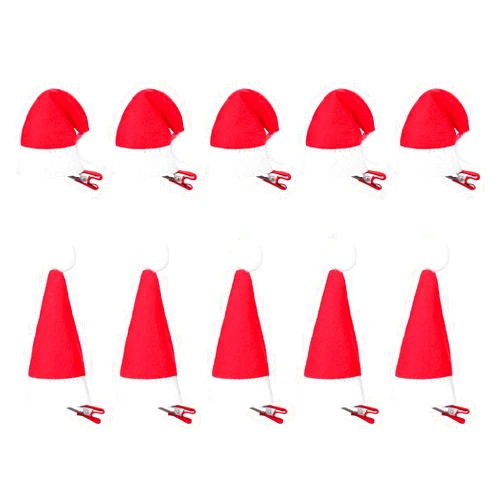 Beaupretty 10Pcs Santa Hat Hair Clips,Christmas Hat Hair Accessories Cute Mini Red Santa Hat Alligator Clips for Girls
