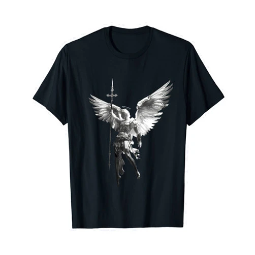 Artozen Apparel God's Angel Michael Archangel with Spear Cross and Wings. T-Shirt