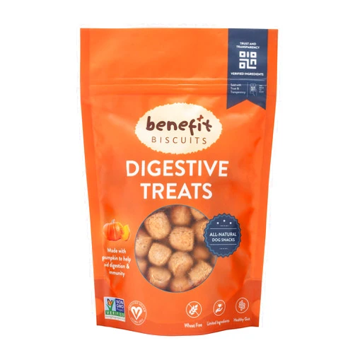 Benefit Pet Products Benefit Biscuits, All Natural Dog Treats, Certified Vegan, Non GMO, Wheat Free, Healthy Dog Biscuits, Made in USA (Pumpkin, 7oz Bag)