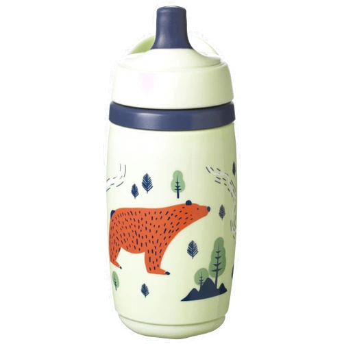 Tommee Tippee Insulated Sportee Toddler Water Bottle, for 12m+, 9oz, Pack of 1 Non-Spill Sippy Cups, Green, with Two-Piece Valve to Help Stop Spills, Bite-Resistant Spout and Easy-Hold Handle