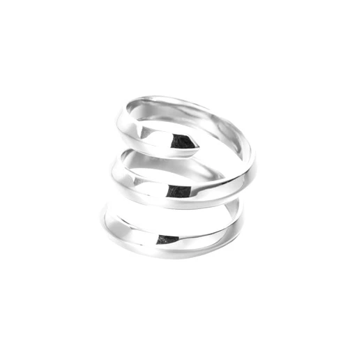 Handmade Promise ring for her by Majade. Sterling silver ring for women, promise ring for girlfriend, unique wrapped ring. Handmade 925 silver jewelry. Minimalist curved wide band ring. Twisted bypass ring.