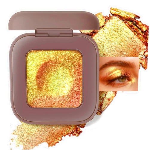 Noerrors Duochrome Yellow Green Glitter Eyeshadow Palette, Holographic Multichrome Creamy Shimmer Eye Shadow, Color Shift Diamond Sparkle Inner Corner Eye Highlighter Fairy Makeup for Party Concert#08