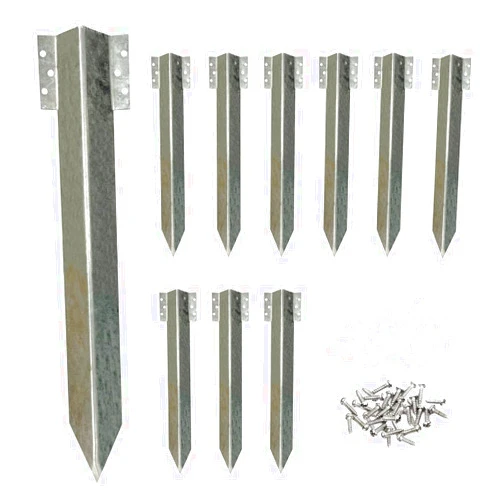 Maebeacae 10pcs Sleeper Stakes,Metal Stake Heavy Duty,Fence Post Repair Stakes Anchors Ground Spikes, Metal Stake for Ground,Raised Garden Bed,Wooden Garden Edging Border,Driveway,Path Edging