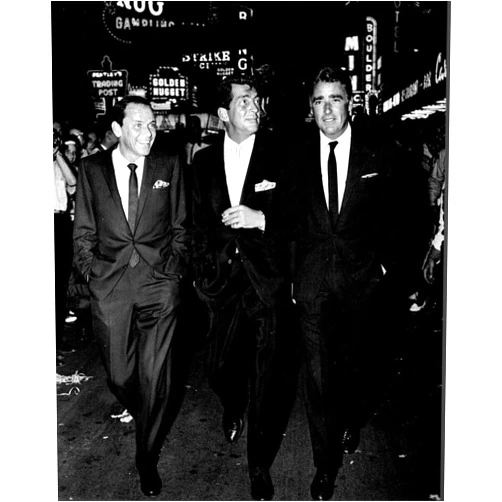 Posterazzi Frank Sinatra Dean Martin And Peter Lawford On Las Vegas Strip Black And White Photo Print (8 x 10) - Item # MVM50112