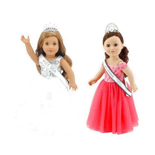 Emily Rose 18-inch Doll Clothes Dressy Bundle | Includes 2 Stunning Pageant Ball Gown Dresses, Sashes & Crowns Set! - Compatible with 18
