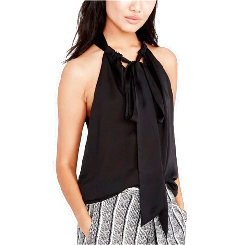 RACHEL Rachel Roy Rachel Roy Womens Madeline Tie-Front Knit Blouse, Black, 2