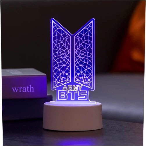 YANENG Kpop Bangtan Boys 7 Colors LED Acrylic Night Light Bedside Lamps Bedroom Home Room Decoration for Army Fans Gifts