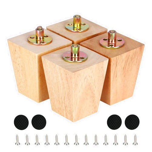 CtopoGo 3 Inch Wood Furniture Legs, Wooden Couch Sofa Leg Feet Set of 4, Mid-Century Modern Natural Square Replacement Legs for Sectional Nightstand Armchair Recliner Table Dresser Sideboard