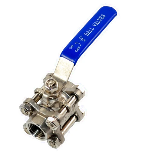 DAN SPEED NPT Female Threaded Stainless Steel SS316,3-Pcs Type Full Port Ball Valve with Blue Vinyl Handle, WOG 1000 (1/2inch)