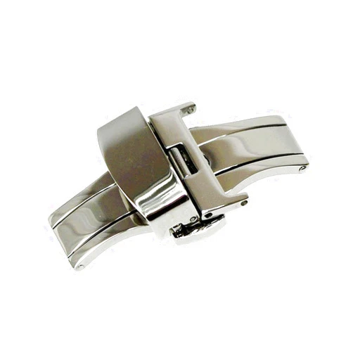 RECHERE Stainless Steel Push Button Butterfly Deployment Clasp for Leather Watch Band Strap