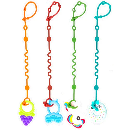 LittleHugs Toy Straps for Baby, 5pcs Adjustable Toy Holder for Stroller Accessories, Silicone Baby Tether Pacifier Clip, No Throw Baby Travel Essential Leash for High Chair, Car Seat (4-Pack)