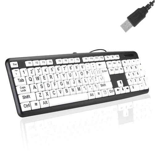 Ciciglow Large Print Keyboard, 104 Keys Wired USB High Contrast Keyboard with Oversized Print Letters for Visually Impaired Low Vision Individuals(Black)