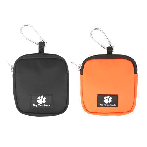 EBasics 2 Pack Small Dog Treat Carrier Pouch for Leash Dog Training Reward Pouch Snack Bait Bag Puppy Walking Treat Poop Bag Holder, Black & Orange