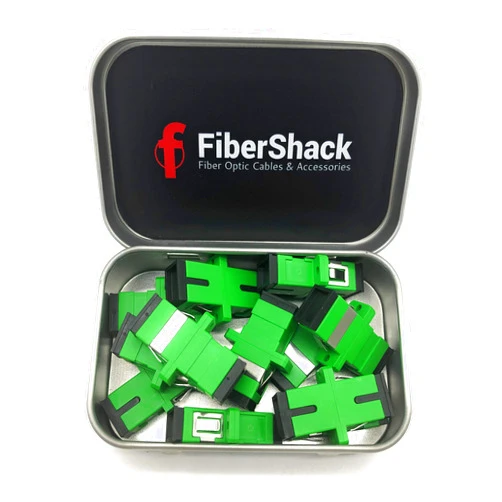 Fibershack -SC/APC to SC/APC Fiber Coupler Tin - 12 Pack - Single Mode SC-APC Fiber Connector. SCAPC Fiber Optic Couplers Extend APC Fiber Cables. 12 x SM SX SCAPC Fiber adapters Included