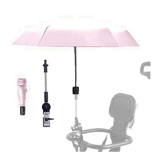 Nakazawa Adjustable Steering Angle, Clip-On All-Round Protection, Convenient and Lightweight, for Sun Protection Lightweight, Easy to Install, Stroller Umbrella, Baby Umbrella Stroller Accessory. (Pink)