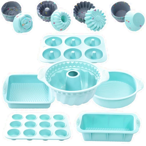 Zmkele 30pcs Nonstick Silicone Bakeware Set With Baking Pan, Silicone Cake Molds, Baking Sheet, Donut Pan, Silicone Muffin Pan,Cake Pan, And 24 Pack Silicone Cupcake Mold Baking Cups