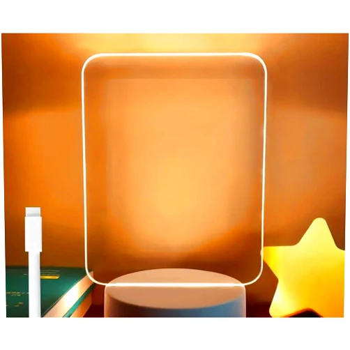 Stardust Creative LED Note Board with USB Message Board and Pen 3D Visualization Lamp & Notepad Clear Desktop Note Memo White Board (Vertical)