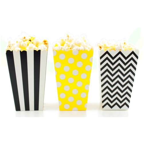 Food With Fashion Bumblebee Popcorn Boxes - Mini Bumble Bee Popcorn Boxes for Party, Black & Yellow Paper Popcorn Containers for Movie Night, 36 Pack