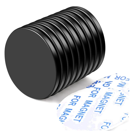 LOVIMAG Waterproof Strong Rare Earth Magnets,Super Strong Neodymium Disc Magnets with Epoxy Coating and Double-Sided Adhesive for Fridge, Scientific, Craft,Office etc, 1.26 inchx1/8 inch-Pack of 9