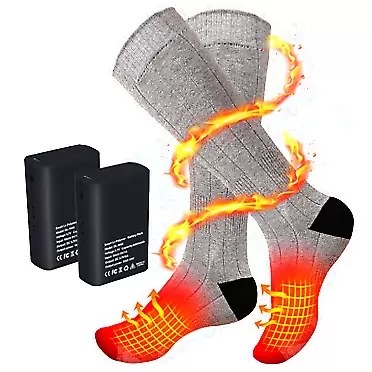 Generic Electric Heated Socks Rechargeable Heating Thermal Stockings Winter Warm Socks 8000mAh Battery with 3 Heating Setting for Men Women to Sports Outdoor Camping Foot Warmers Heated Socks Hunting 8000mAh/Gray