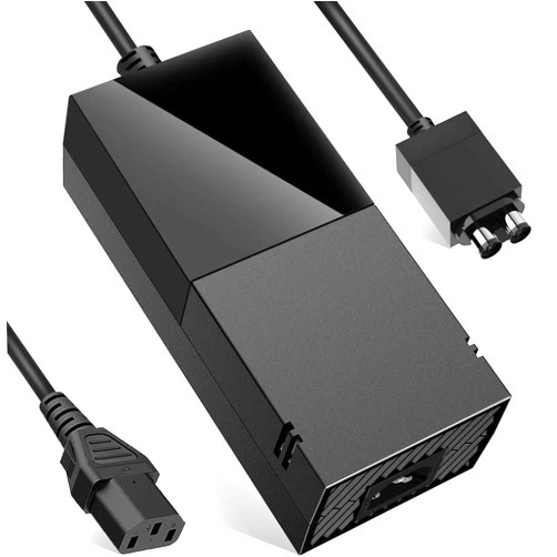 SUMLINK Power Supply Brick for Xbox One, AC Adapter Cable Replacement Kit for Xbox One Console Games, Auto Voltage 100-240V, Black (Brick+2*Cable)