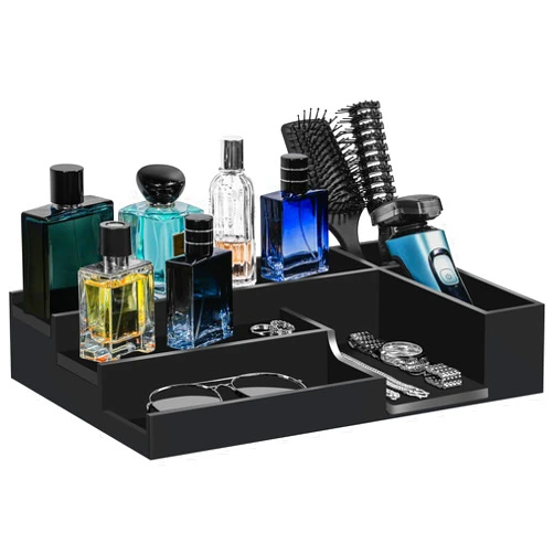 MOCAS Cologne Organizer for Men 3 Tier Cologne Stand Cologne Holder with 2 Hidden Compartment, Wooden Perfume Organizer Cologne Display Shelf, Perfume Holder, Dresser Organizer, Ideal Gift for Men