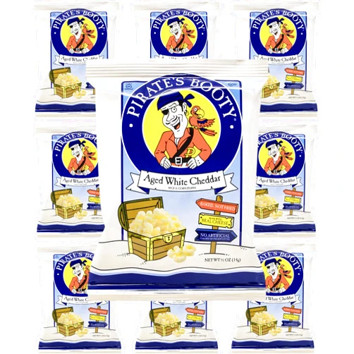 QT LIMITED Pirate's Booty Aged White Cheddar Cheese Puffs, 0.5oz, Pack of 10