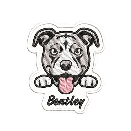 5SECOM Custom Embroidered Dog Name Patches, Personalized Pitbull Smiling Dog Patches, Gifts for Dog Lovers, Sew Iron on/Hook and Loop for Backpacks Caps Hats Jackets Bags Military Vest
