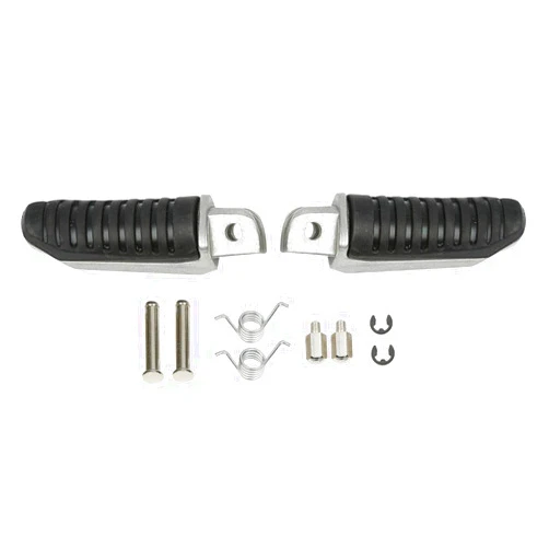 TCMT Silver Front Black Rubber Inlay Foot Pegs Motorcycle Footpeg Footrest Bracket Set Fits For Suzuki GSX1300R GSX1300 Hayabusa 1999 2000 2001 2002 2003 2004 2005 2006 2007 2008 2009 2010 2011 2012