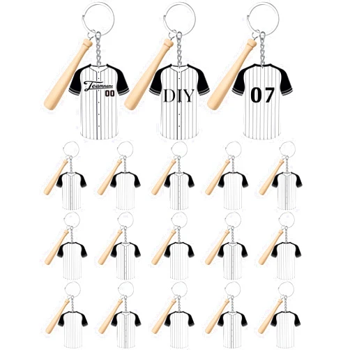 Taiyin 18 Set Large Size Baseball Keychains Bulk Bat Jersey Acrylic Keychains Team Gifts Bulk for Sublimation Vinyl Sticker DIY Crafting for Baseball Party Goody Bag Favors Stuffers